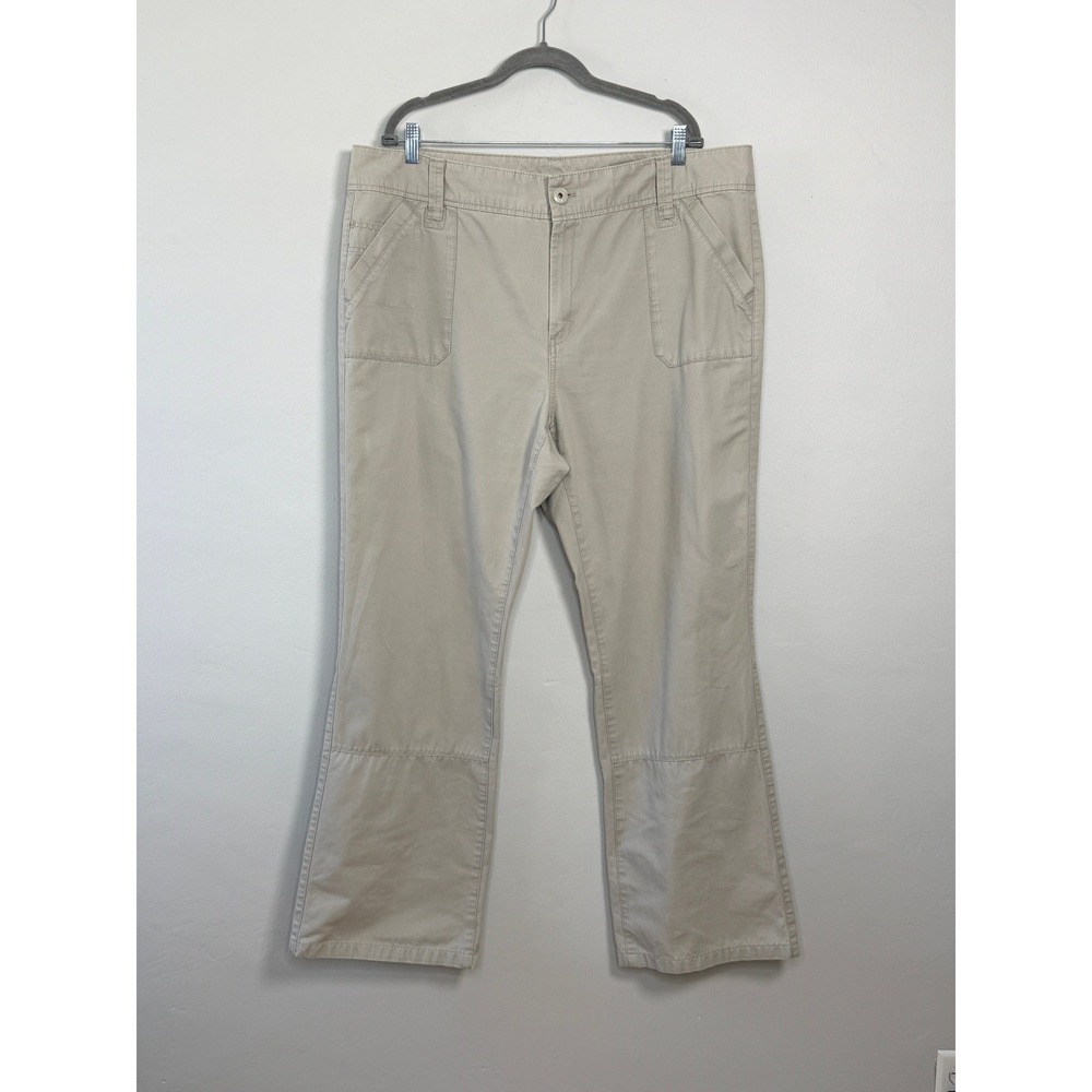Eddie Bauer Chino Pants Women 20 Tall Khaki Beige Casual Bootcut Utility Cotton‎